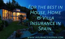home insurance in Spain by www.insuranceinspain.com House at night with blue haze and info on House home and villa insurance Costa Blanca and Spain.